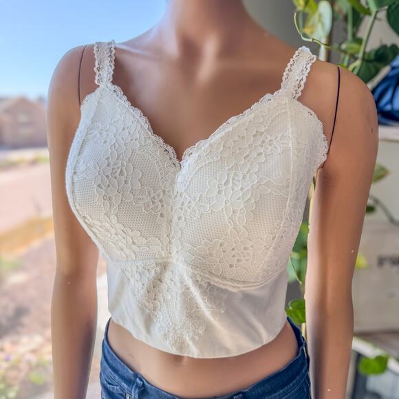 BKE Essentials White Floral Lace Full Coverage Adjustable Bralette-Women's XL/14 - Picture 7 of 10